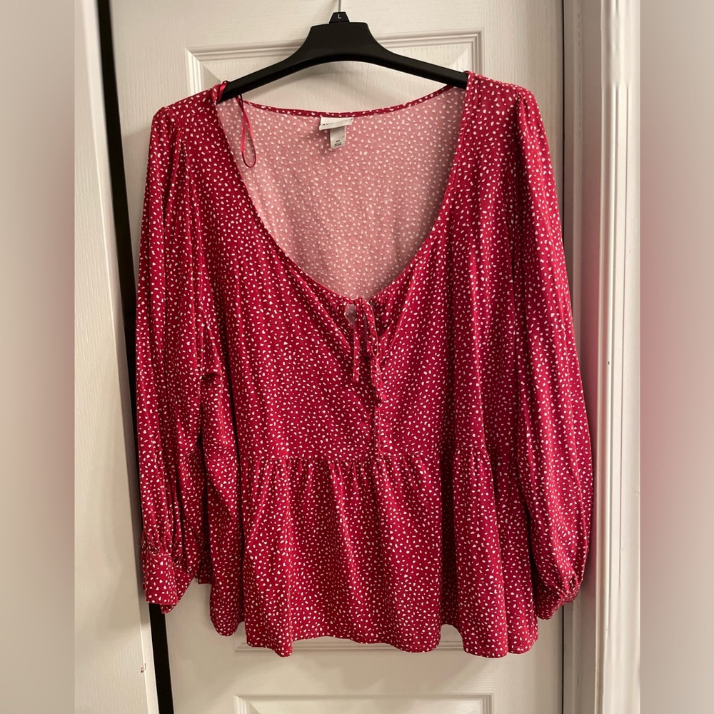 Ava & Viv Red Polka Dot Blouse